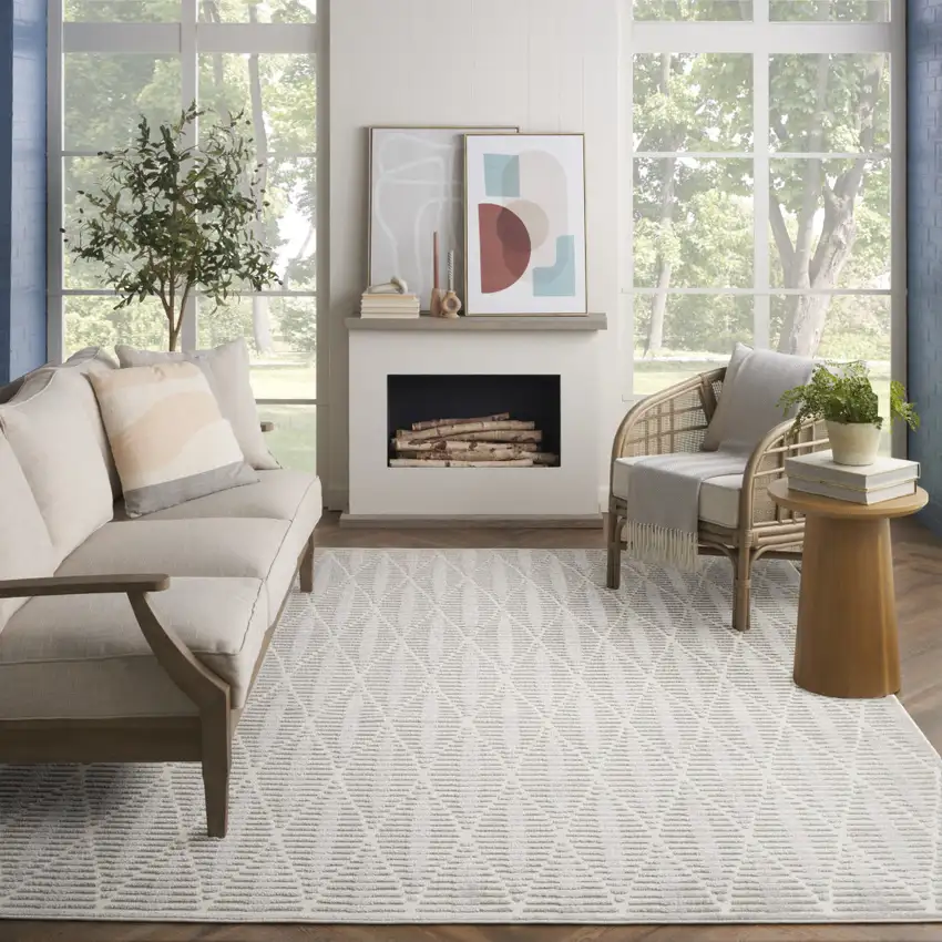 Ivory Geometric Area Rug Photo 5