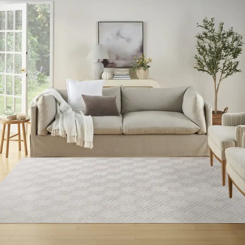 Ivory Geometric Area Rug Photo 3