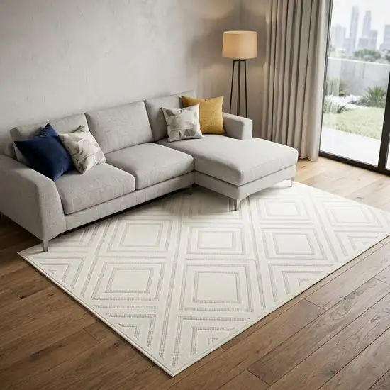 Ivory Geometric Area Rug Photo 1
