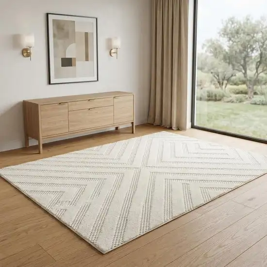 Ivory Geometric Area Rug Photo 1