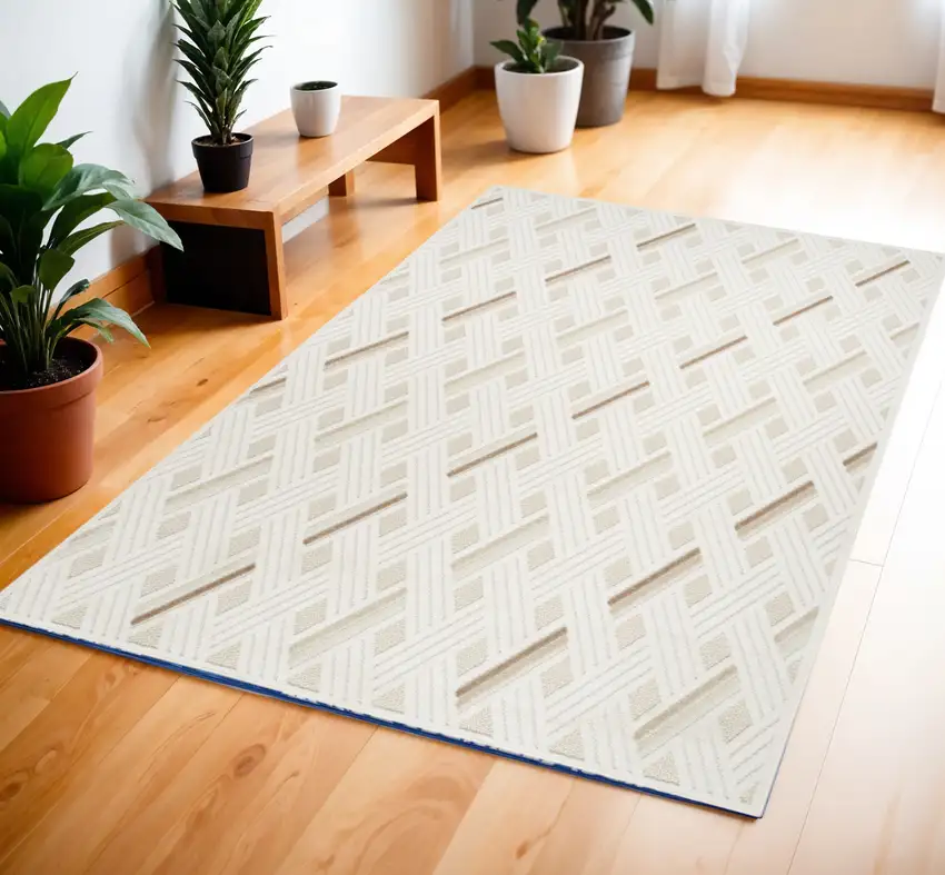 Ivory Geometric Area Rug Photo 1