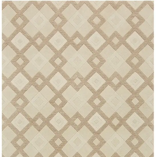 Ivory And Brown Wool Geometric Hand Tufted Area Rug Photo 5