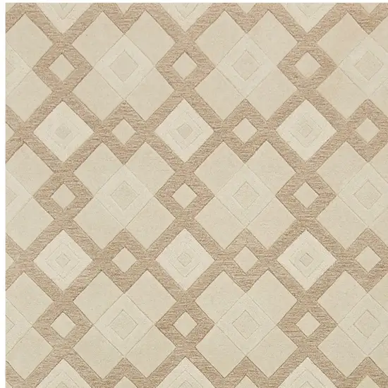 Ivory And Brown Wool Geometric Hand Tufted Area Rug Photo 4