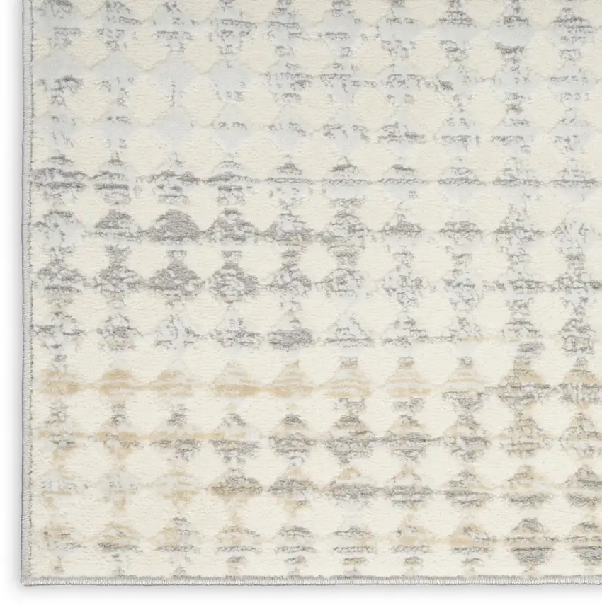 Ivory Geometric Distressed Area Rug Photo 8
