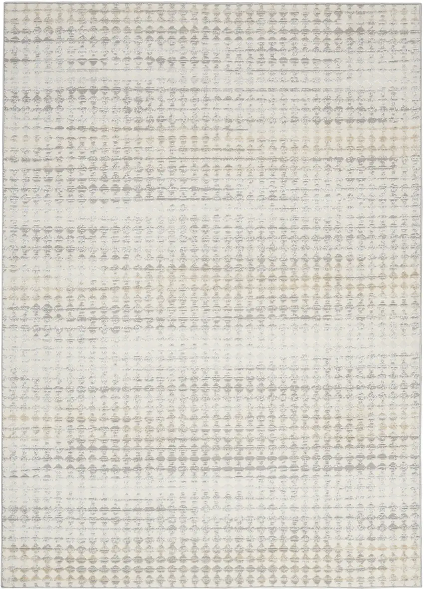 Ivory Geometric Distressed Area Rug Photo 6