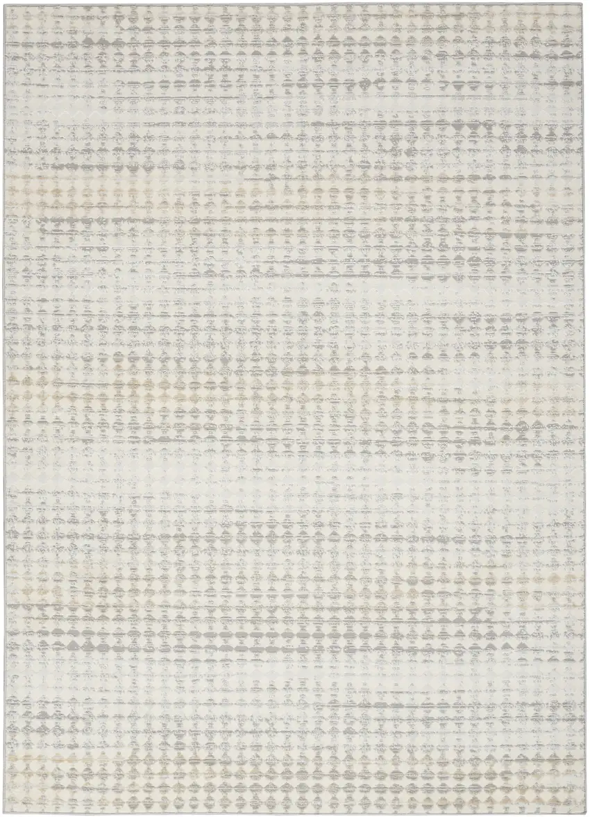 Ivory Geometric Distressed Area Rug Photo 3