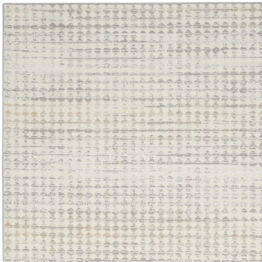 Ivory Geometric Distressed Area Rug Photo 7