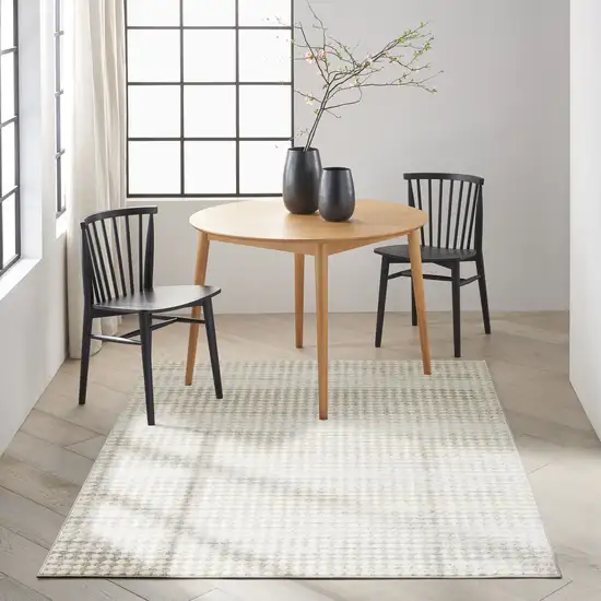 Ivory Geometric Distressed Area Rug Photo 5