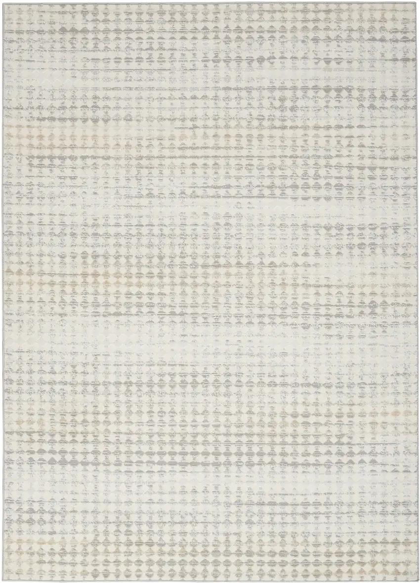 Ivory Geometric Distressed Area Rug Photo 2
