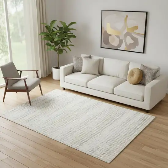 Ivory Geometric Distressed Area Rug Photo 1