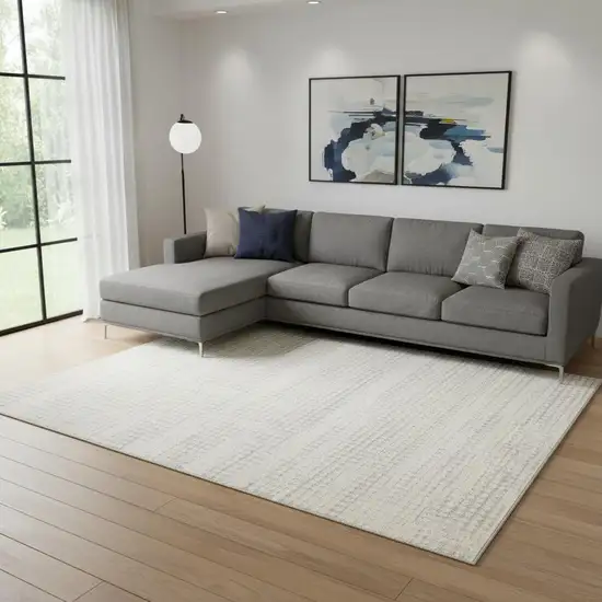 Ivory Geometric Distressed Area Rug Photo 1