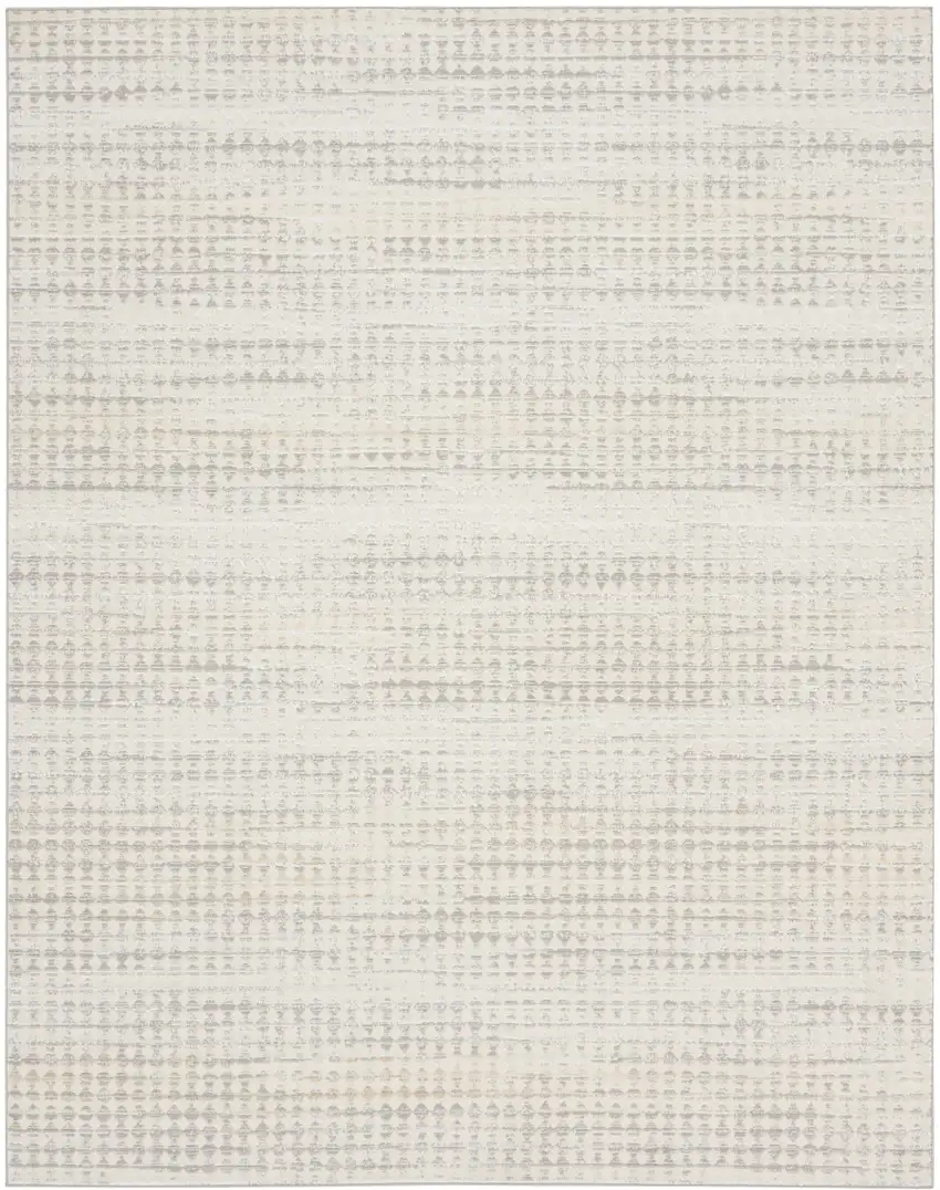 Ivory Geometric Distressed Area Rug Photo 8