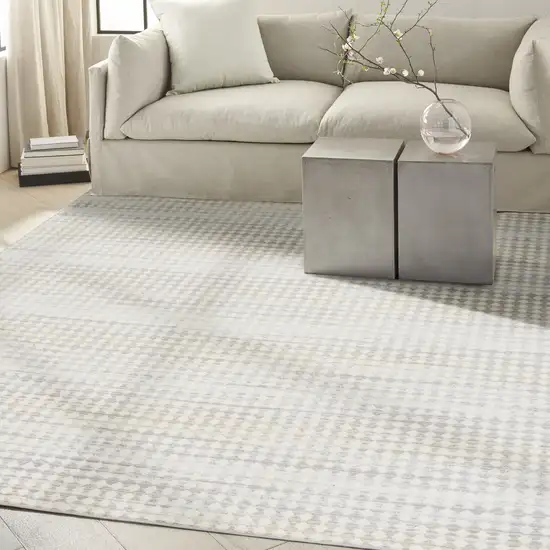 Ivory Geometric Distressed Area Rug Photo 3