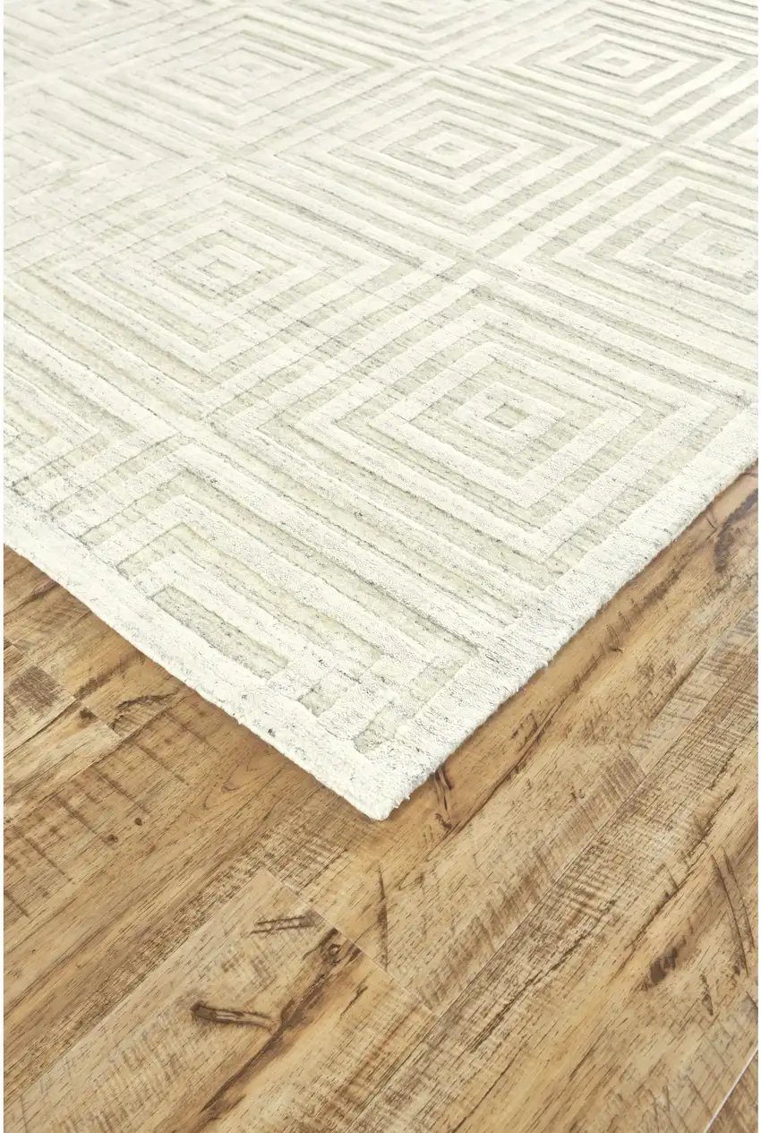 Ivory Geometric Hand Woven Area Rug Photo 1