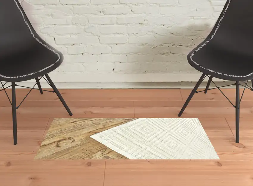 Ivory Geometric Hand Woven Area Rug Photo 3