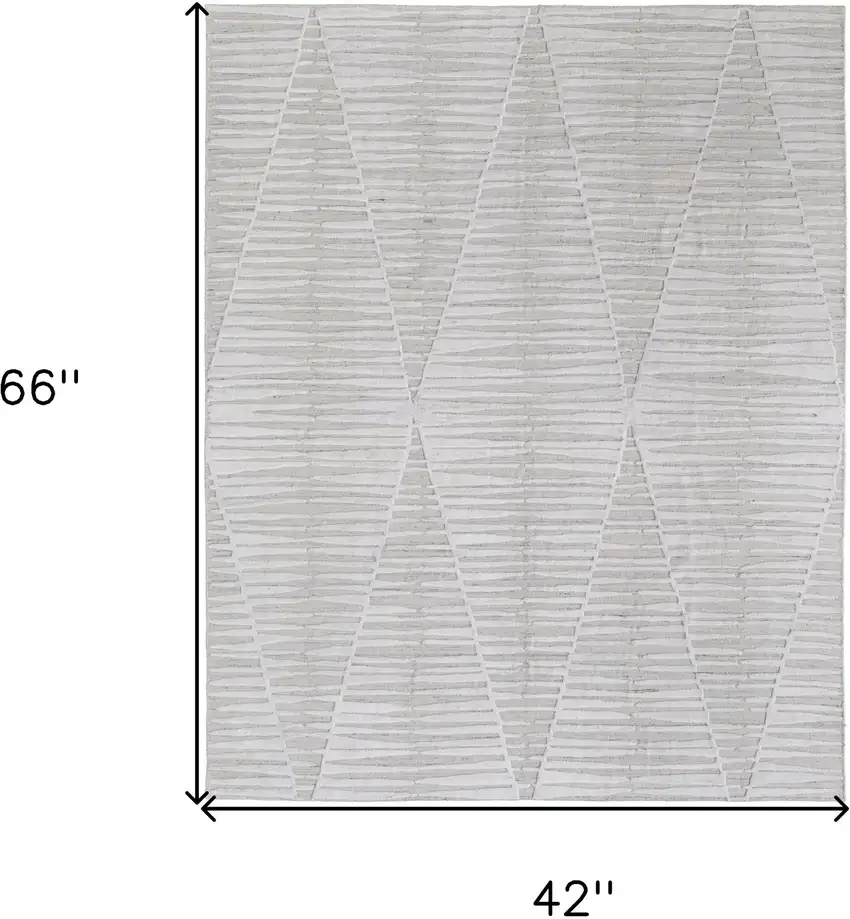 Ivory Geometric Hand Woven Area Rug Photo 3
