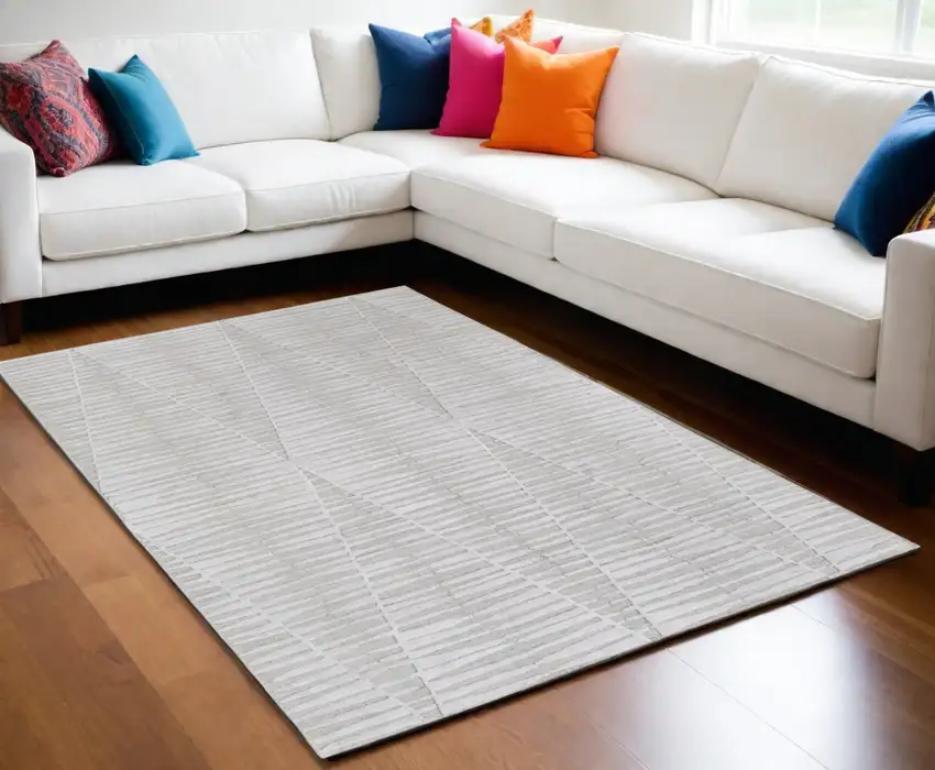 Ivory Geometric Hand Woven Area Rug Photo 1