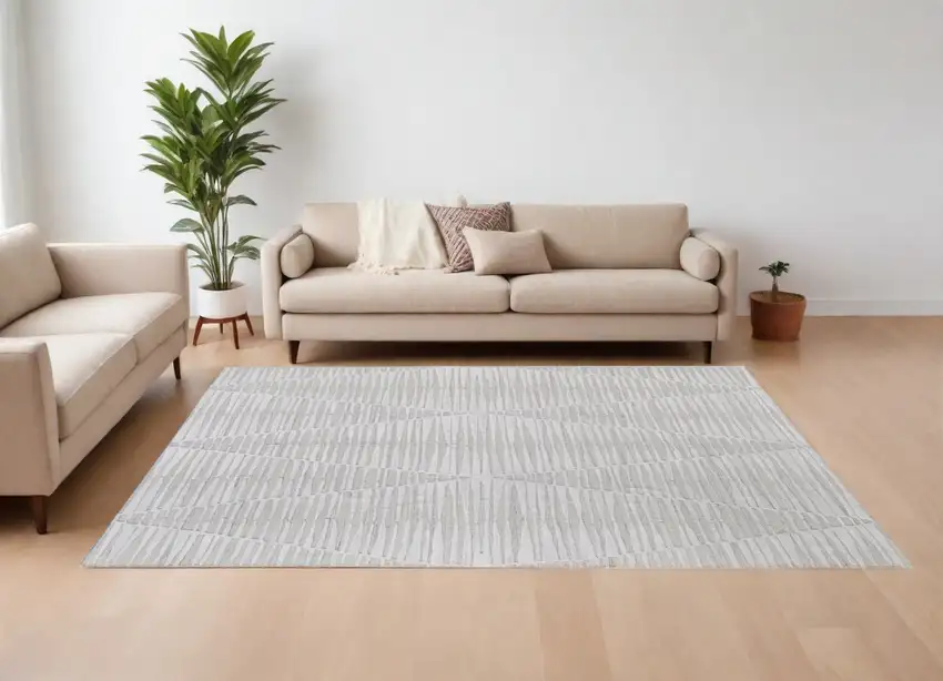 Ivory Geometric Hand Woven Area Rug Photo 1