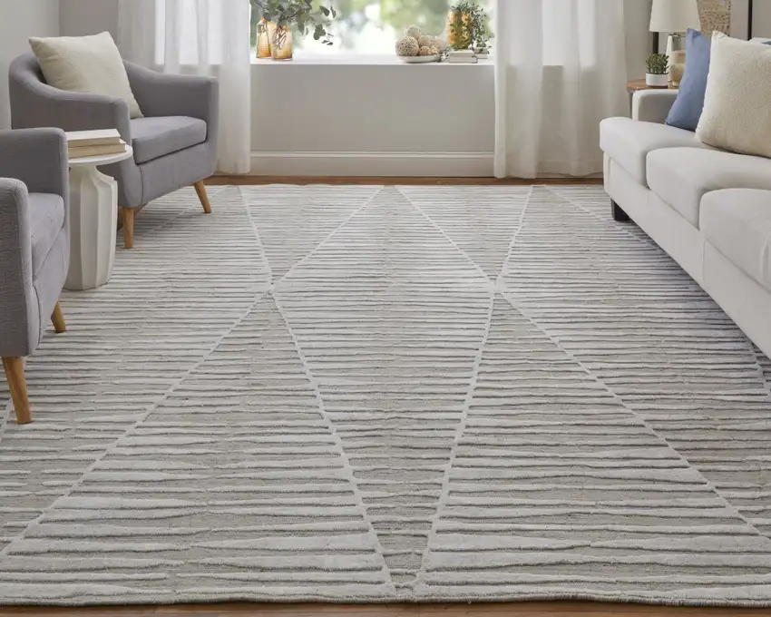 Ivory Geometric Hand Woven Area Rug Photo 7