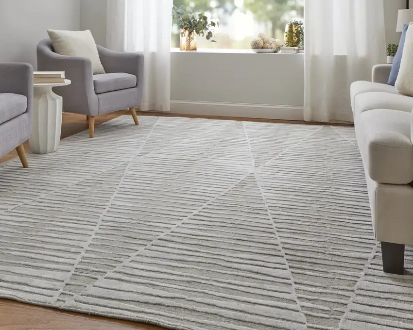 Ivory Geometric Hand Woven Area Rug Photo 6