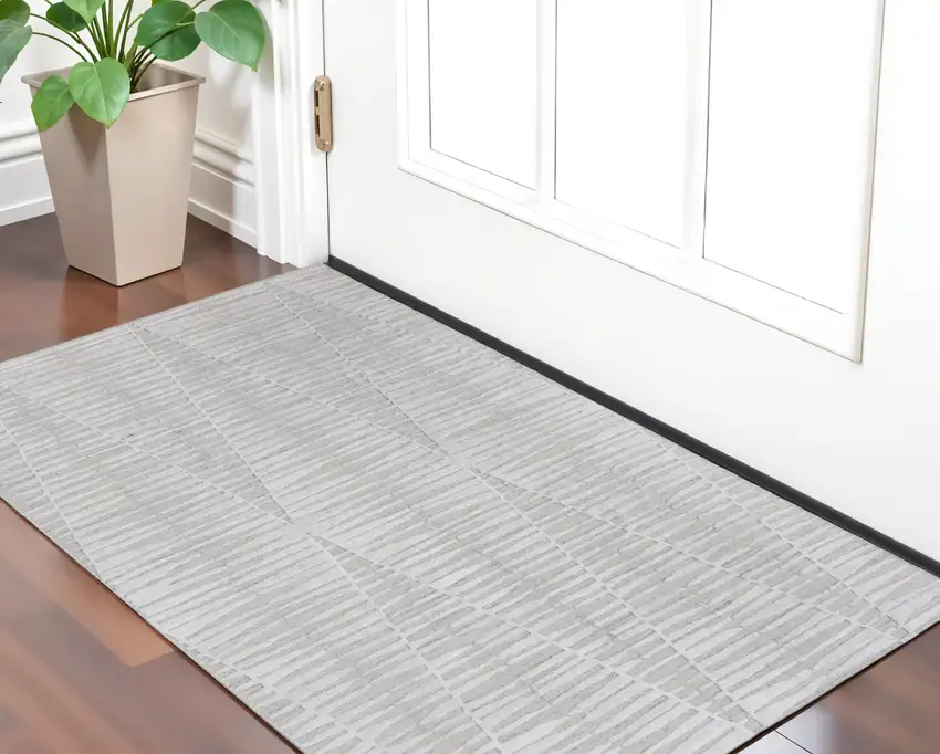 Ivory Geometric Hand Woven Area Rug Photo 1
