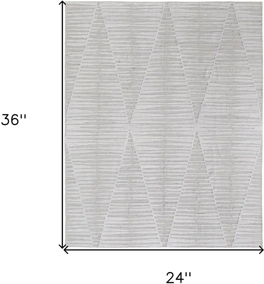 Ivory Geometric Hand Woven Area Rug Photo 3