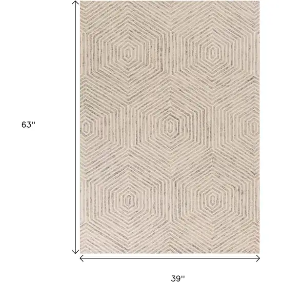 Sand And Beige Wool Geometric Hand Tufted Area Rug Photo 3