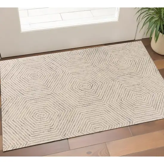 Sand And Beige Wool Geometric Hand Tufted Area Rug Photo 1