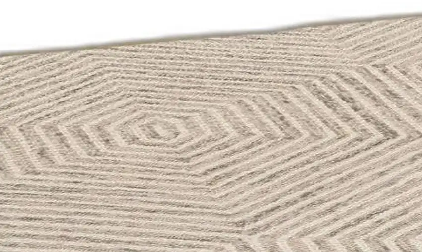Ivory Geometric Hexagon Wool Area Rug Photo 4