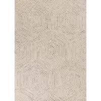 Photo of Ivory Geometric Hexagon Wool Area Rug