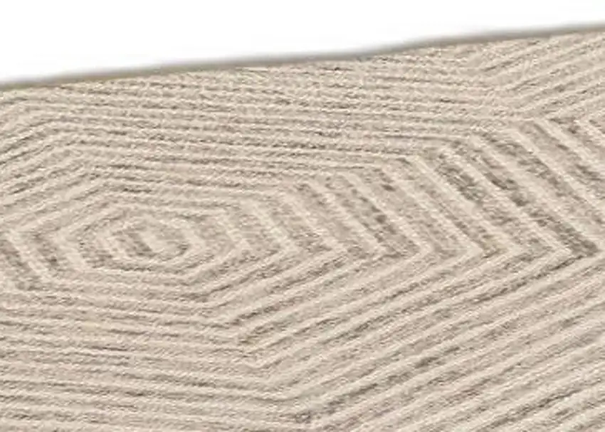 Ivory Geometric Hexagon Wool Area Rug Photo 6