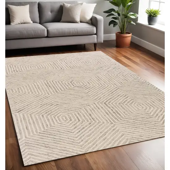 Sand And Beige Wool Geometric Hand Tufted Area Rug Photo 1
