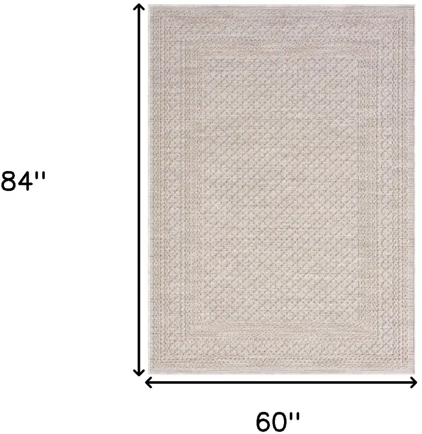 Ivory Geometric Indoor Outdoor Area Rug Photo 8