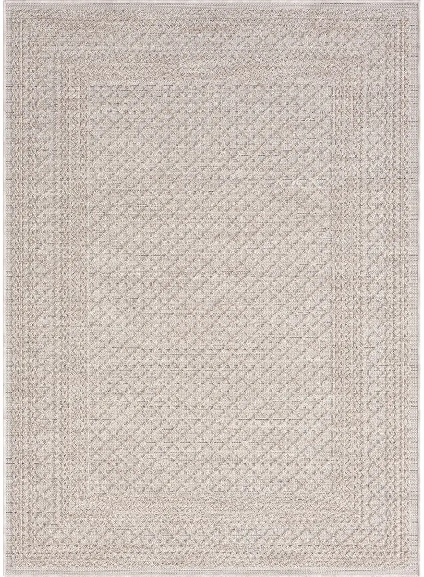 Ivory Geometric Indoor Outdoor Area Rug Photo 1
