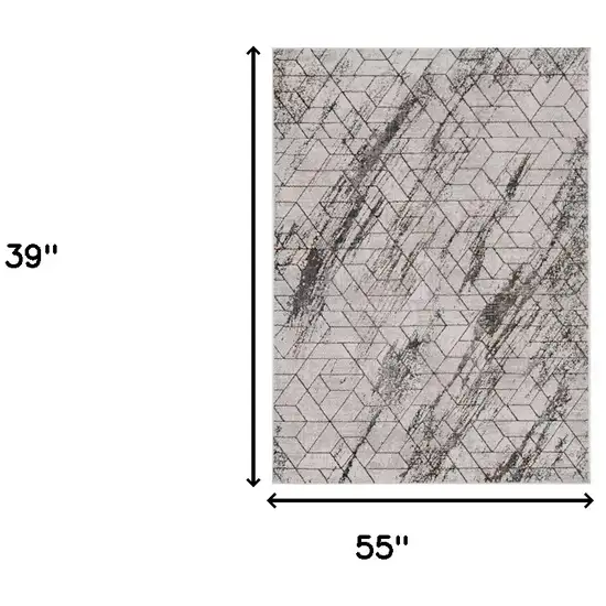 Ivory And Brown Geometric Area Rug Photo 3