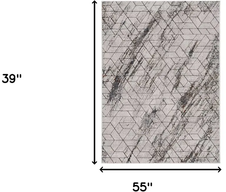 Ivory Geometric Pattern Area Rug Photo 3