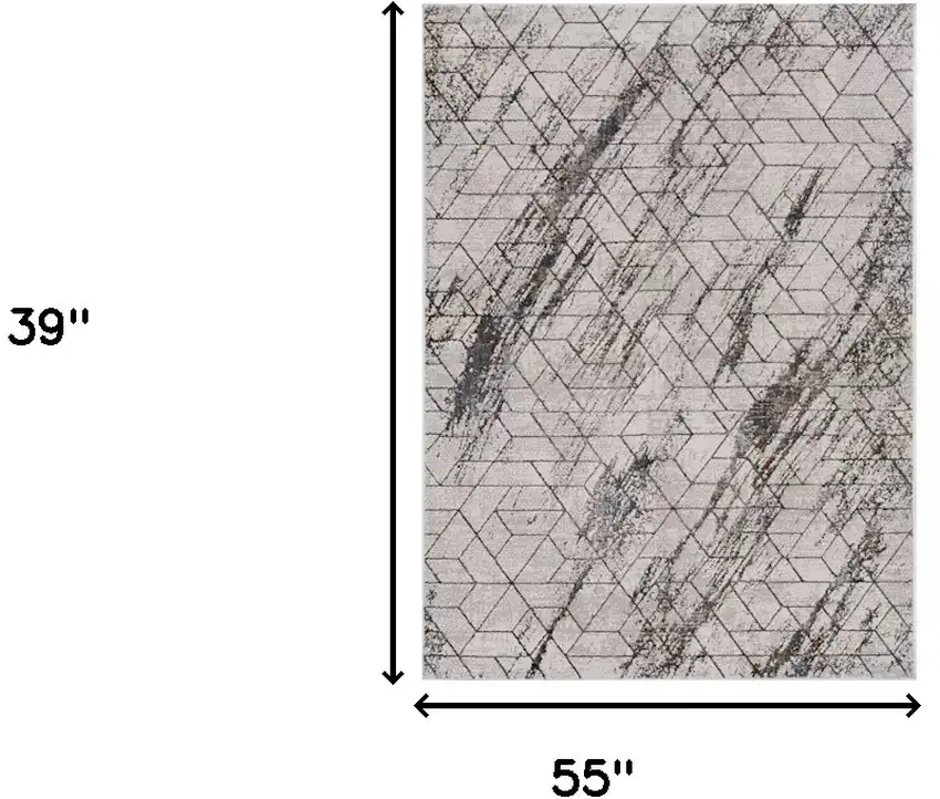 Ivory And Brown Geometric Area Rug Photo 3