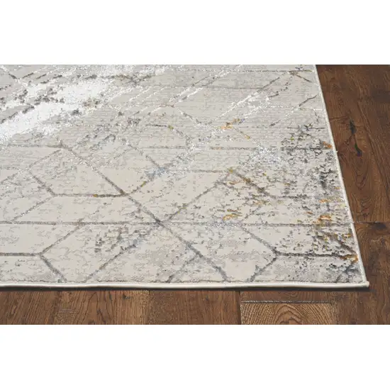 Ivory And Brown Geometric Area Rug Photo 5