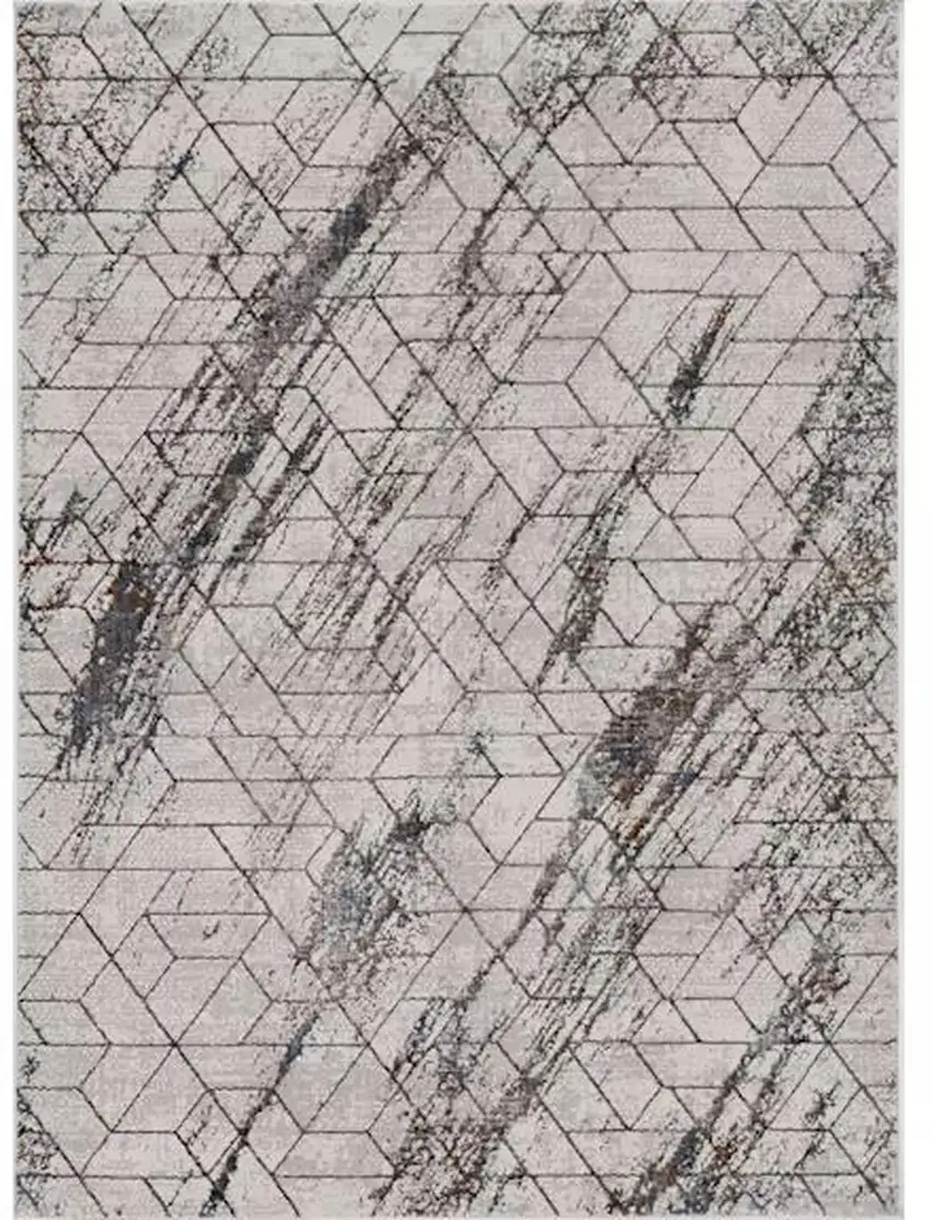 Ivory And Brown Geometric Area Rug Photo 2
