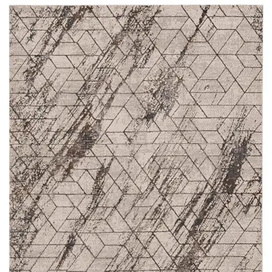 Ivory And Brown Geometric Area Rug Photo 9