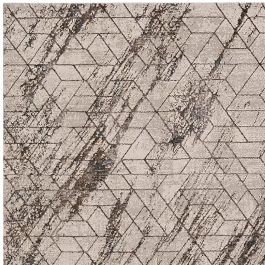 Ivory And Brown Geometric Area Rug Photo 8