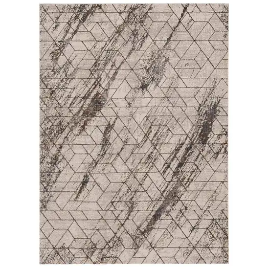 Ivory And Brown Geometric Area Rug Photo 2
