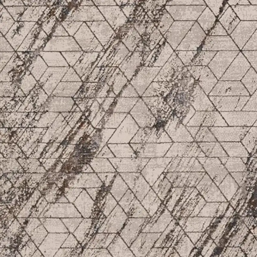 Ivory And Brown Geometric Area Rug Photo 4