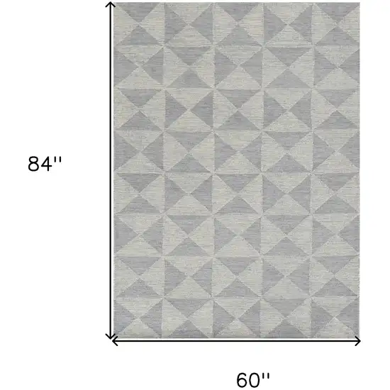 Gray And Light Gray Wool Geometric Hand Tufted Area Rug Photo 3