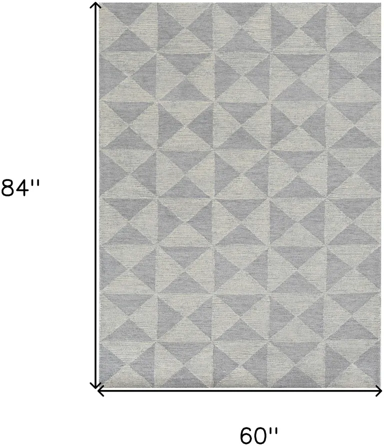 Ivory Geometric Pattern Wool Indoor Area Rug Photo 3