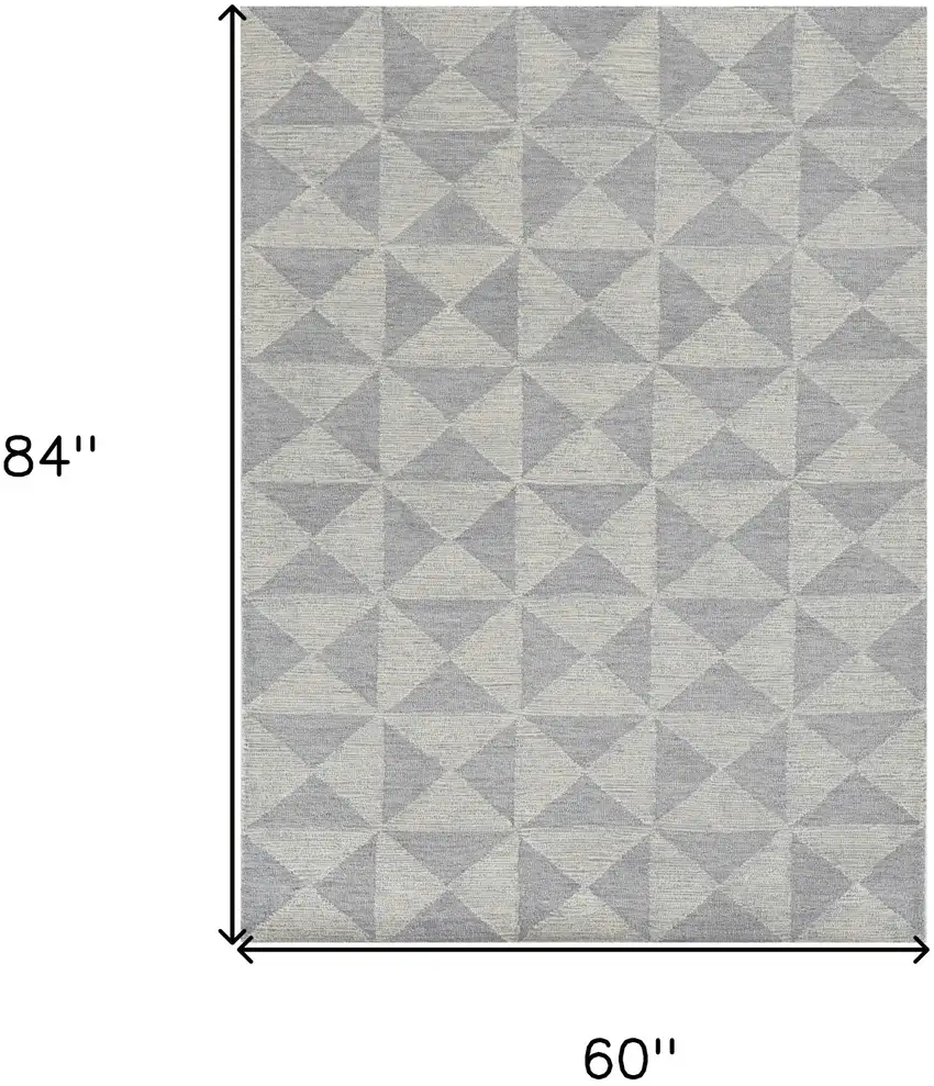Gray And Light Gray Wool Geometric Hand Tufted Area Rug Photo 3