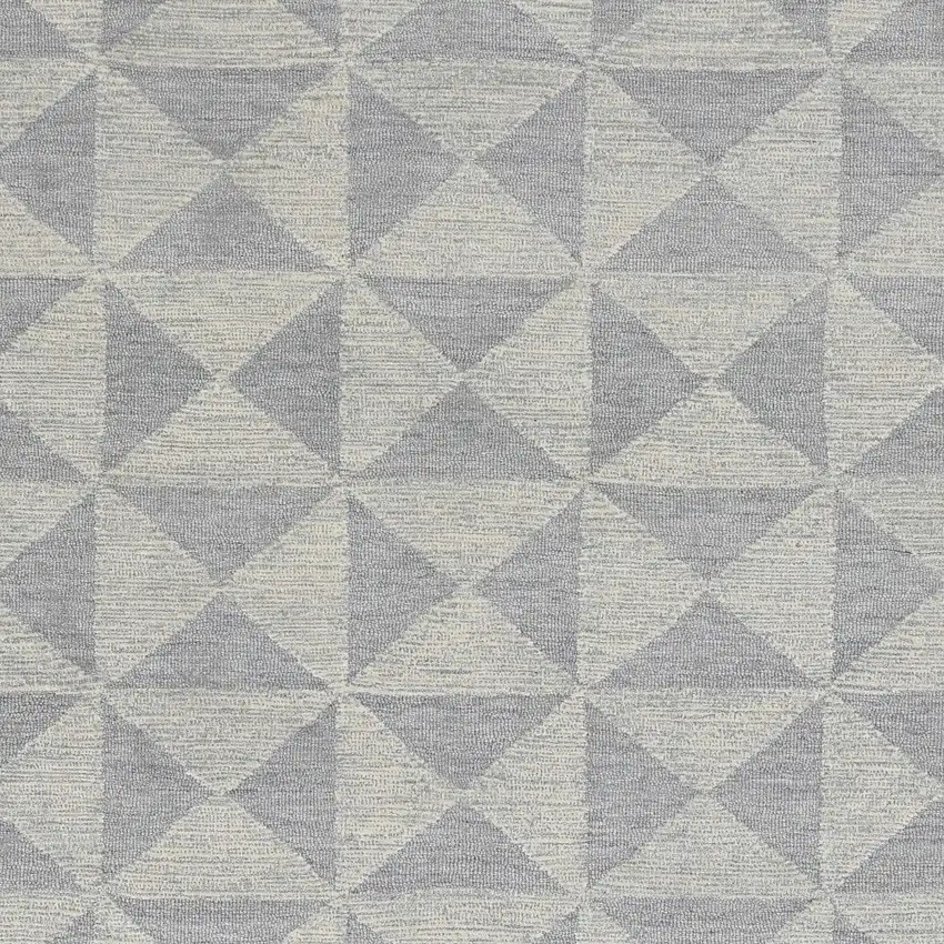Gray And Light Gray Wool Geometric Hand Tufted Area Rug Photo 4