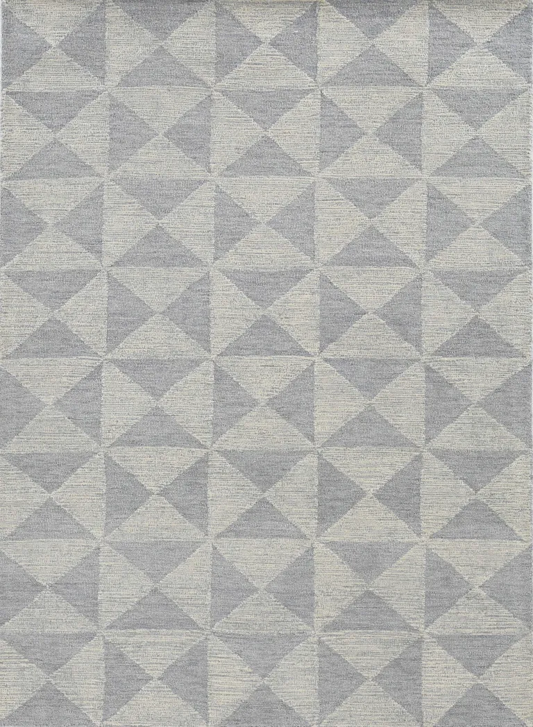 Ivory Geometric Pattern Wool Indoor Area Rug Photo 2