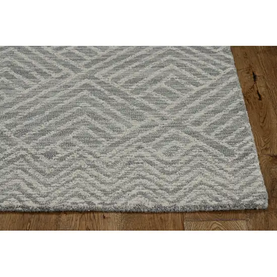 Gray And Light Gray Wool Geometric Hand Tufted Area Rug Photo 7