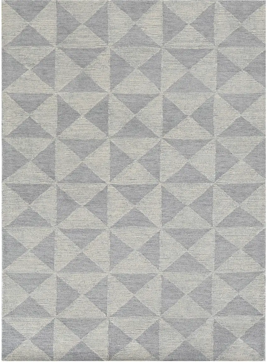 Gray And Light Gray Wool Geometric Hand Tufted Area Rug Photo 2